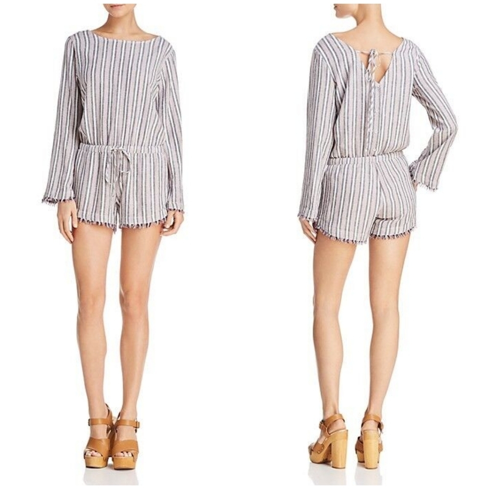 Cloth & Stone linen blend striped romper size S